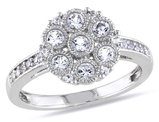 4/5 Carat (ctw) Created White Sapphire Floral Ring In Sterling Silver